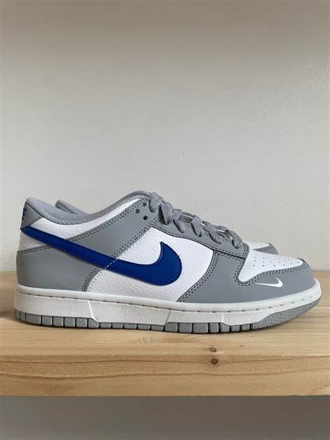 nike dunk low mini swoosh wolf grey game royal|Nike Dunk Low mini swoosh.